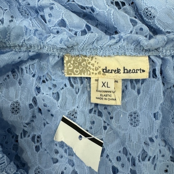 Derek Heart Blue Lace Sheer Blouse (XL) - Picture 6 of 7